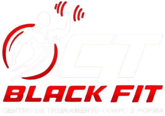 Logotipo da academia CT Black Fit, uma silhueta de uma pessoa em posição de treino com a escrita CT Black Fit.